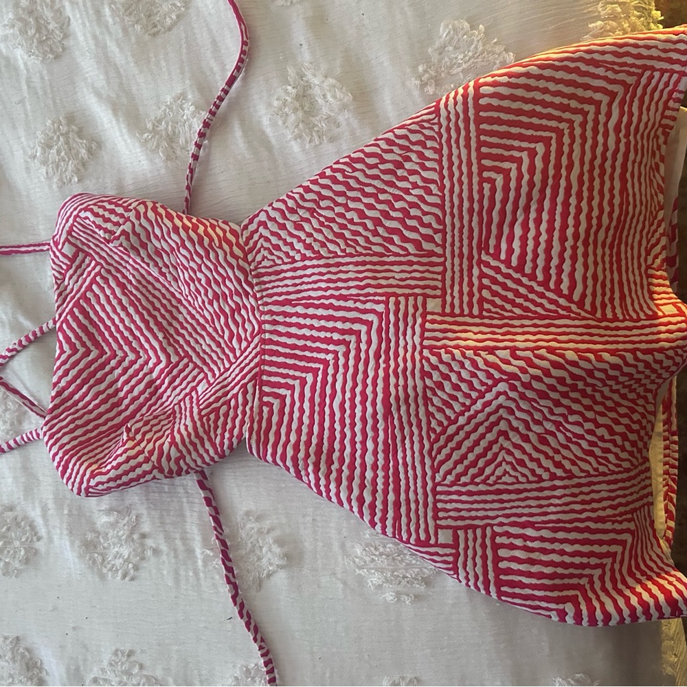 Ronny Kobo Collection Fuchsia and White Patterned Dress